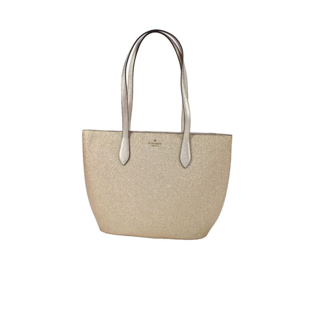 Kate Spade Womens Leather Metallic Glitter Tote Handbag Gold Rose Gold